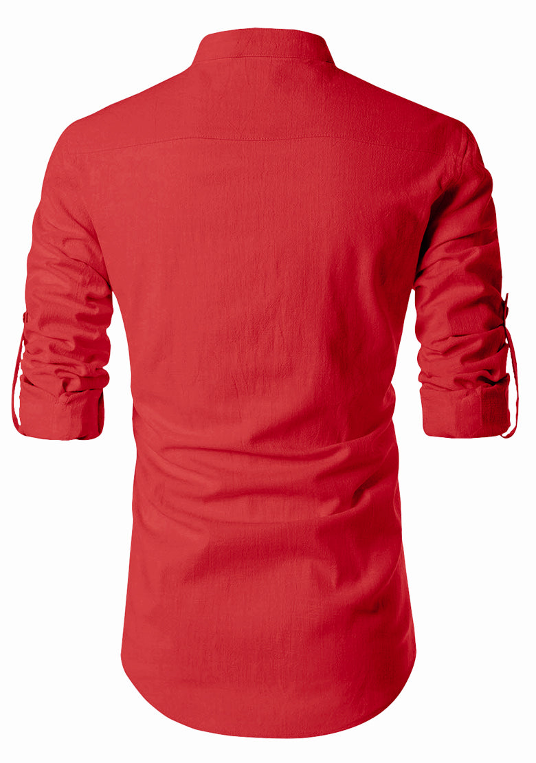 BLUE ROBED men's Casual ZIP Style Full Sleeve Kurta in Red view 61