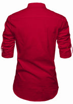 BLUE ROBED men's Casual Slim Fit Full Sleeve Kurta in Red view 38