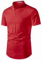 BLUE ROBED men's Half Sleeve Casual Cotton Kurta Office Wear in Red view 57