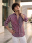 Men’s Pure Cotton Checkered Casual Shirt – Red, Navy & White
