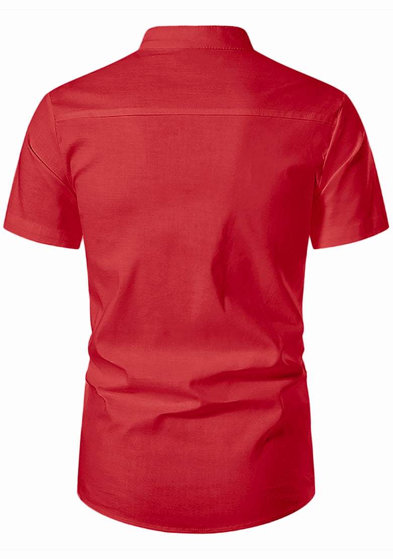 BLUE ROBED men's Half Sleeve Casual Cotton Kurta Office Wear in Red view 58