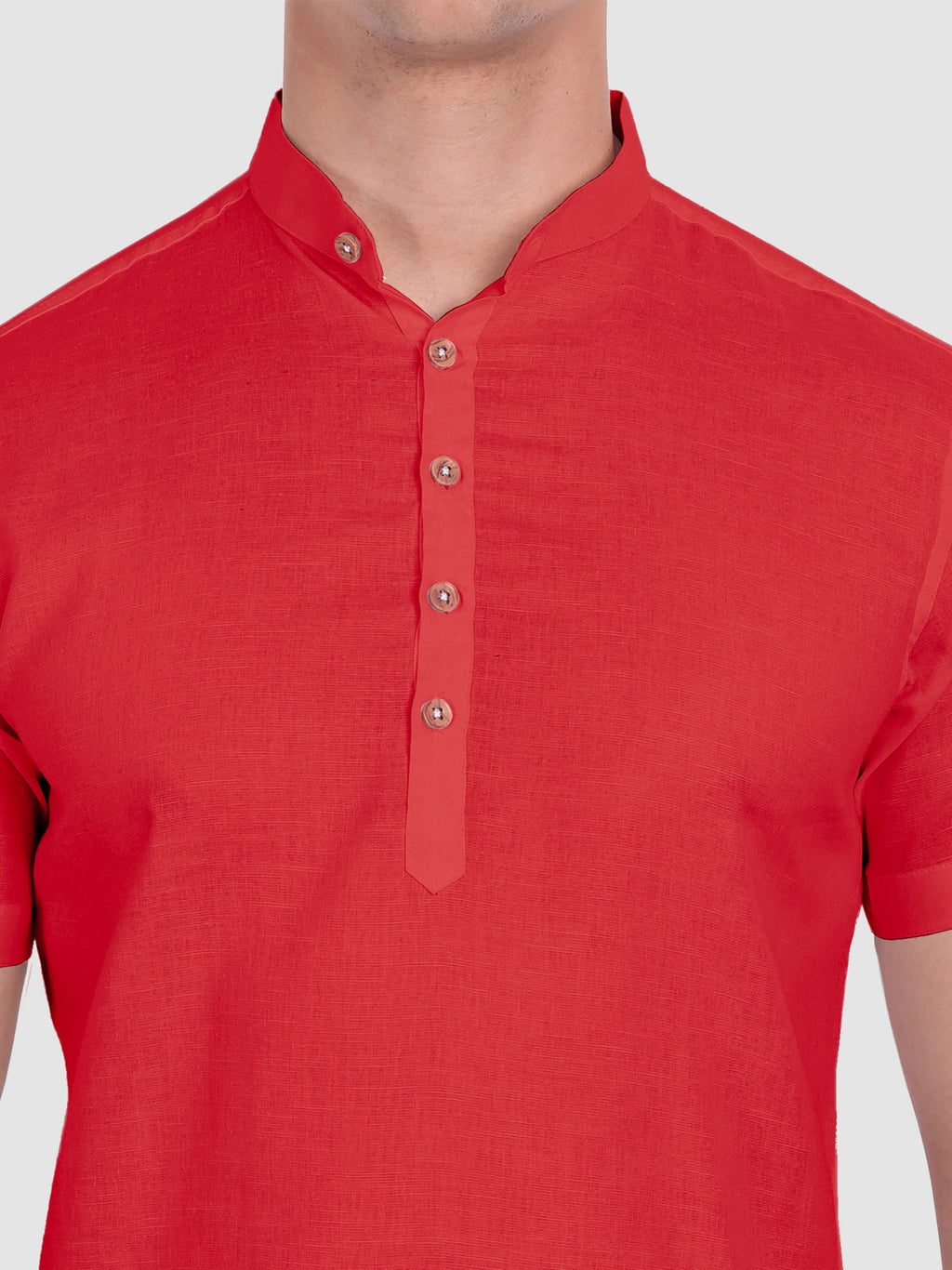 BLUE ROBED men's Half Sleeve Casual Cotton Kurta Daily Wear in Red view 69