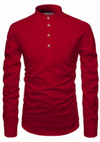 BLUE ROBED men's Casual Slim Fit Full Sleeve Kurta in Red view 39