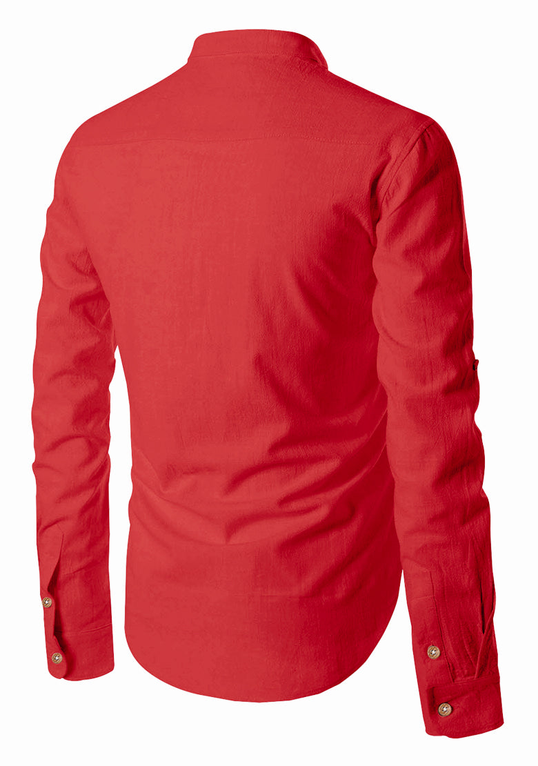 BLUE ROBED men's Casual ZIP Style Full Sleeve Kurta in Red view 63