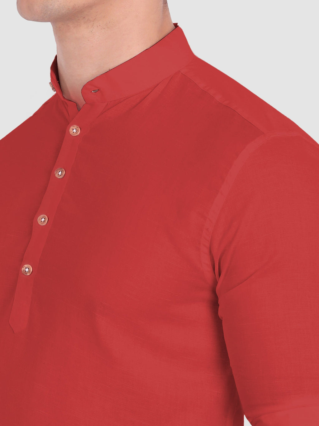 BLUE ROBED men's Casual Slim Fit Full Sleeve Cotton Kurta in Red view 51
