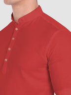 BLUE ROBED men's Casual Slim Fit Full Sleeve Cotton Kurta in Red view 51