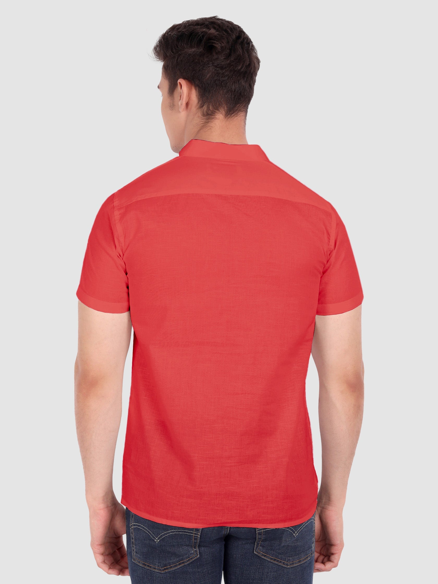 BLUE ROBED men's Half Sleeve Casual Cotton Kurta Daily Wear in Red view 70