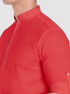 BLUE ROBED men's Casual ZIP Style Full Sleeve Cotton Kurta in Red view 54