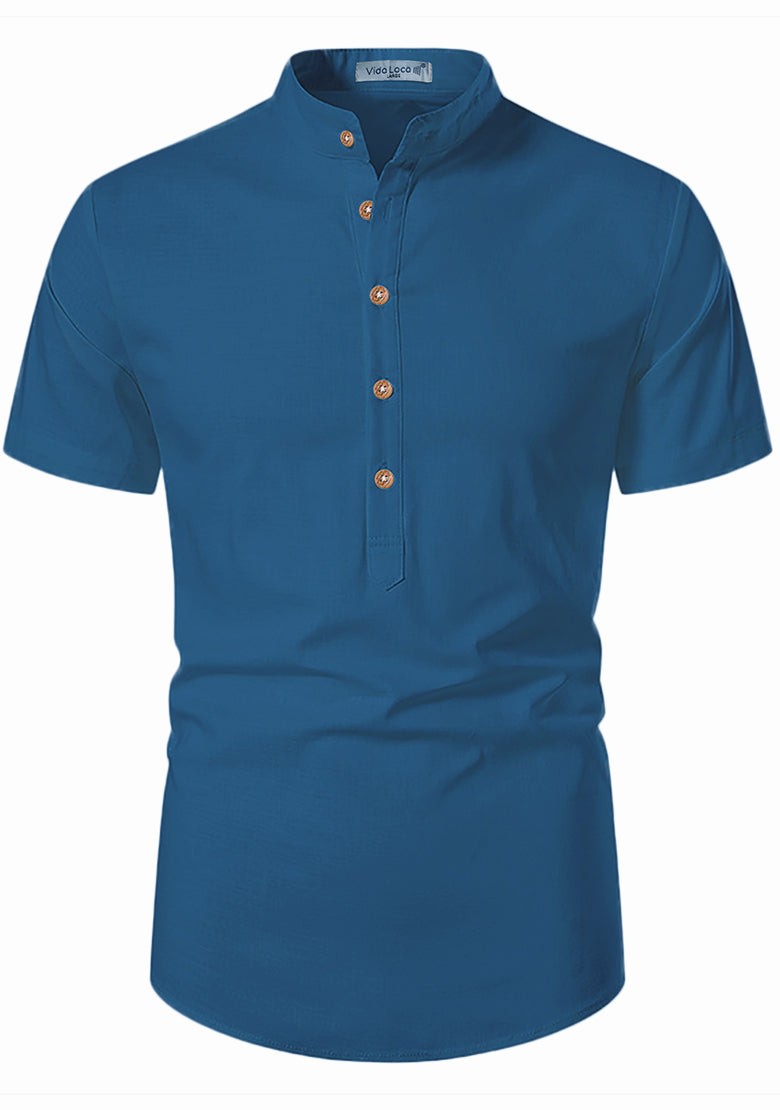 BLUE ROBED men's Half Sleeve Casual Cotton Kurta Office Wear in Royal view 60