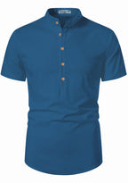 BLUE ROBED men's Half Sleeve Casual Cotton Kurta Office Wear in Royal view 60
