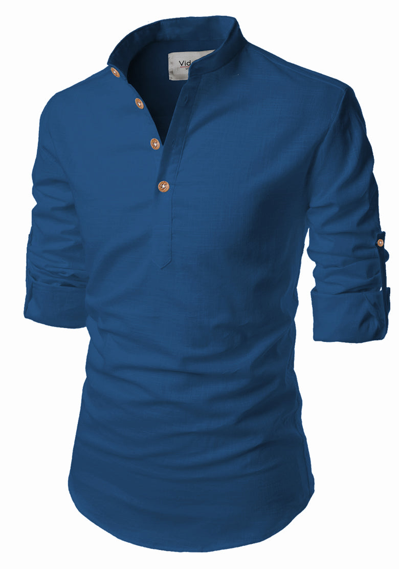 BLUE ROBED men's Casual Slim Fit Full Sleeve Kurta in Royal view 80