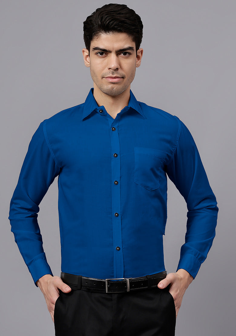 Men's Cotton Blend Slim Fit Formal Shirt in Beige by BLUE ROBED, fabric detail