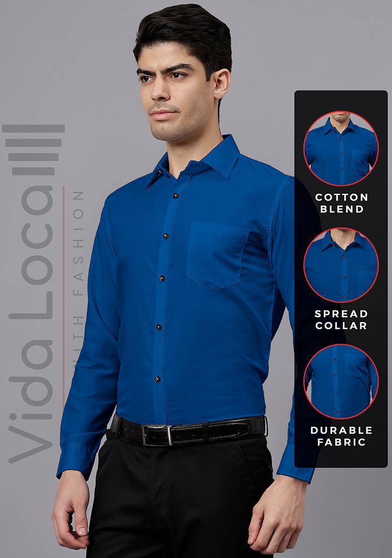 Men's Cotton Blend Slim Fit Formal Shirt in Beige by BLUE ROBED, side view