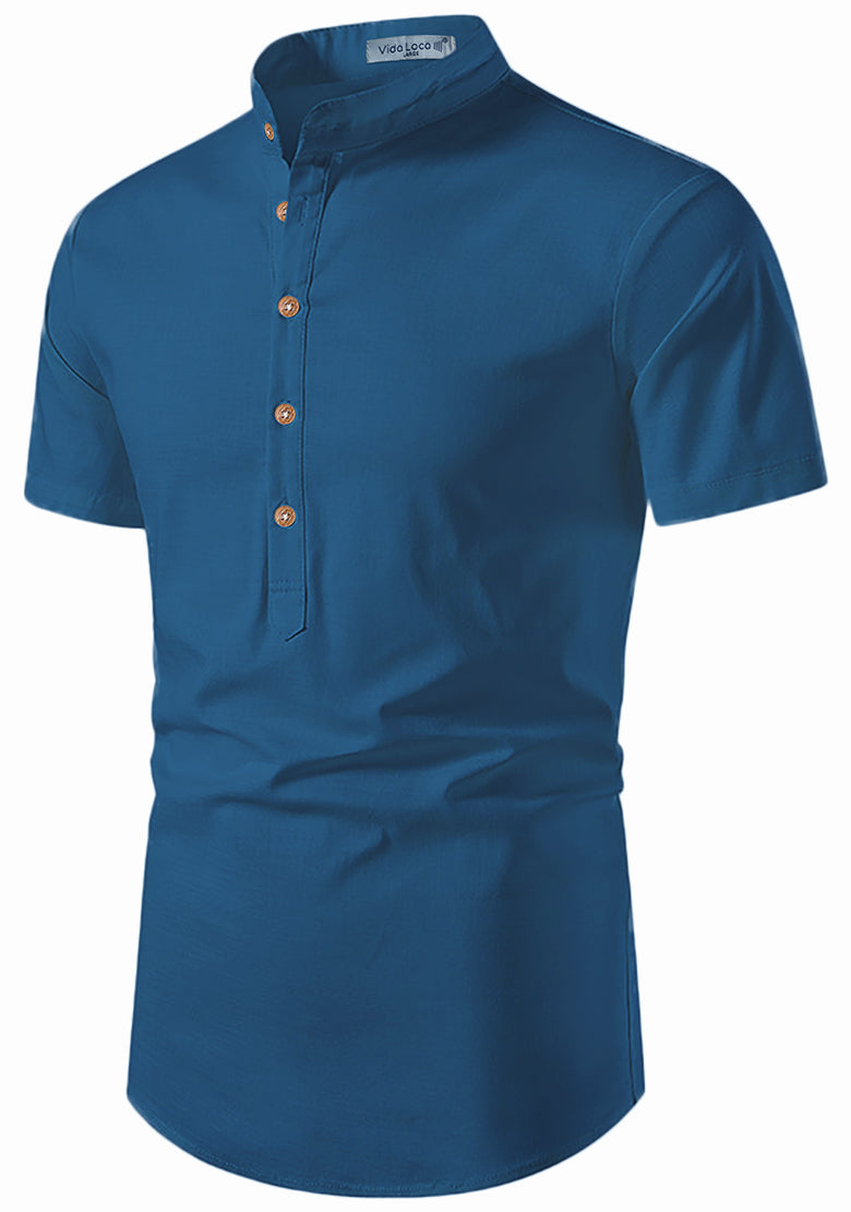 BLUE ROBED men's Half Sleeve Casual Cotton Kurta Office Wear in Royal view 61