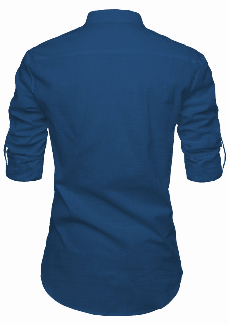 BLUE ROBED men's Casual Slim Fit Full Sleeve Kurta in Royal view 81