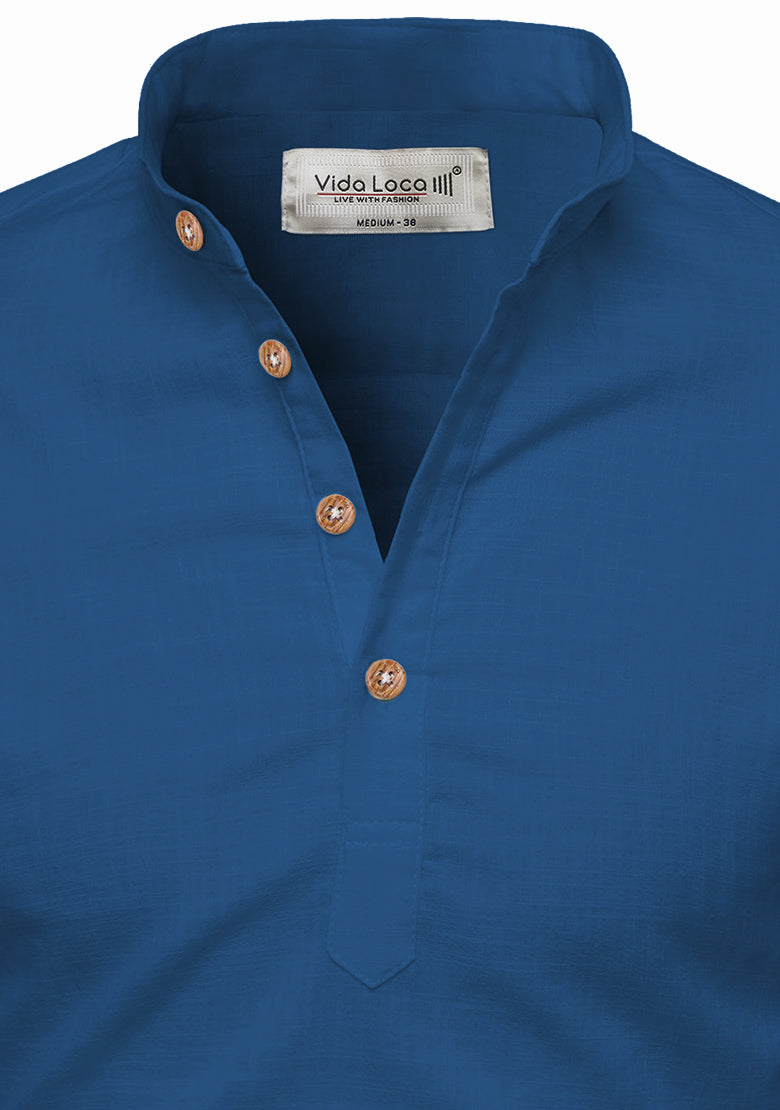 BLUE ROBED men's Casual Slim Fit Full Sleeve Kurta in Royal view 83