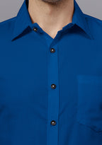 Men's Cotton Blend Slim Fit Formal Shirt in Beige by BLUE ROBED, detail view
