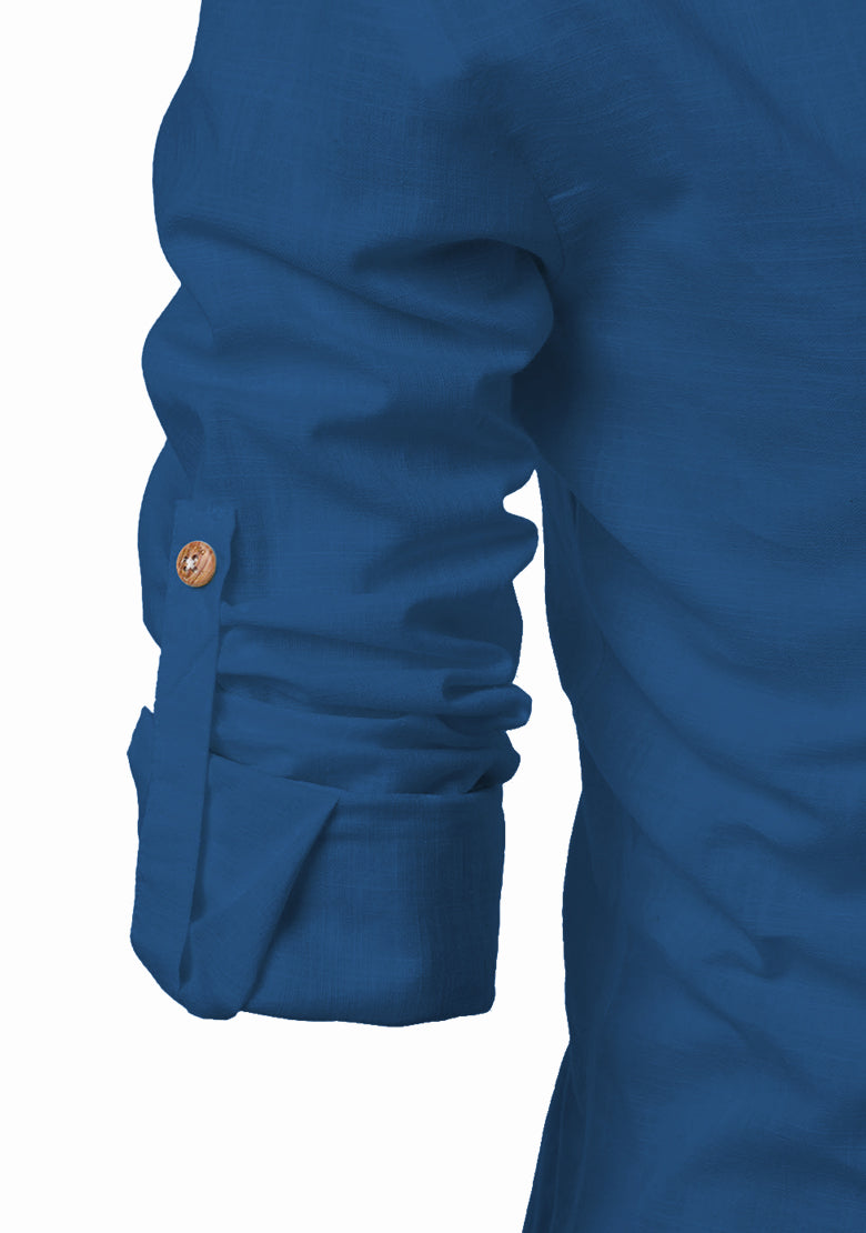 BLUE ROBED men's Casual Slim Fit Full Sleeve Kurta in Royal view 84