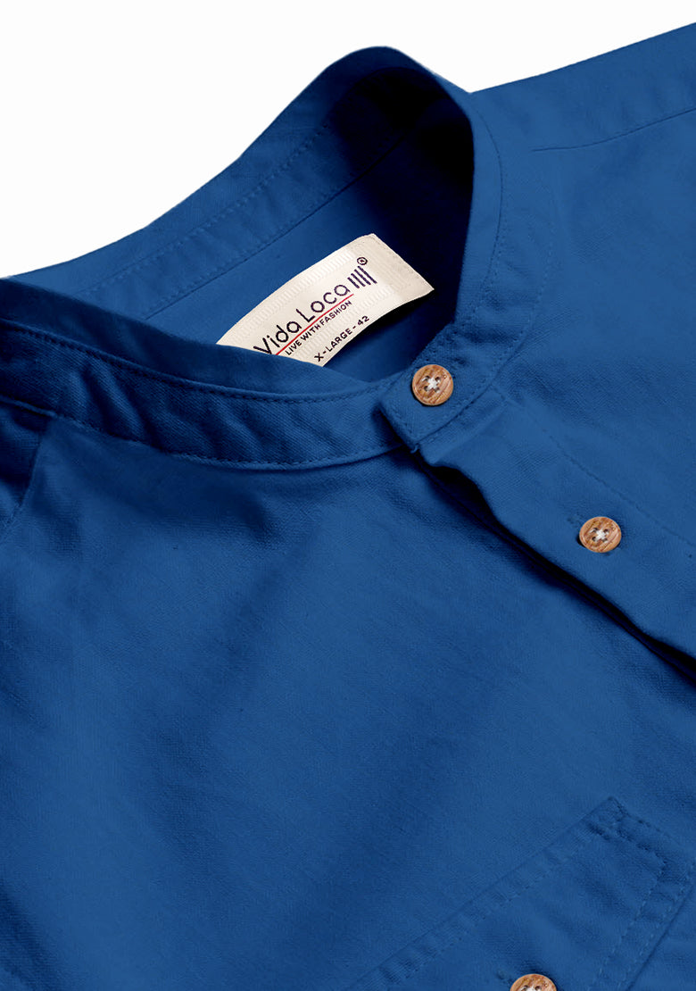 BLUE ROBED men's Casual Slim Fit Full Sleeve Double Pocket Cotton Kurta in Royal view 55