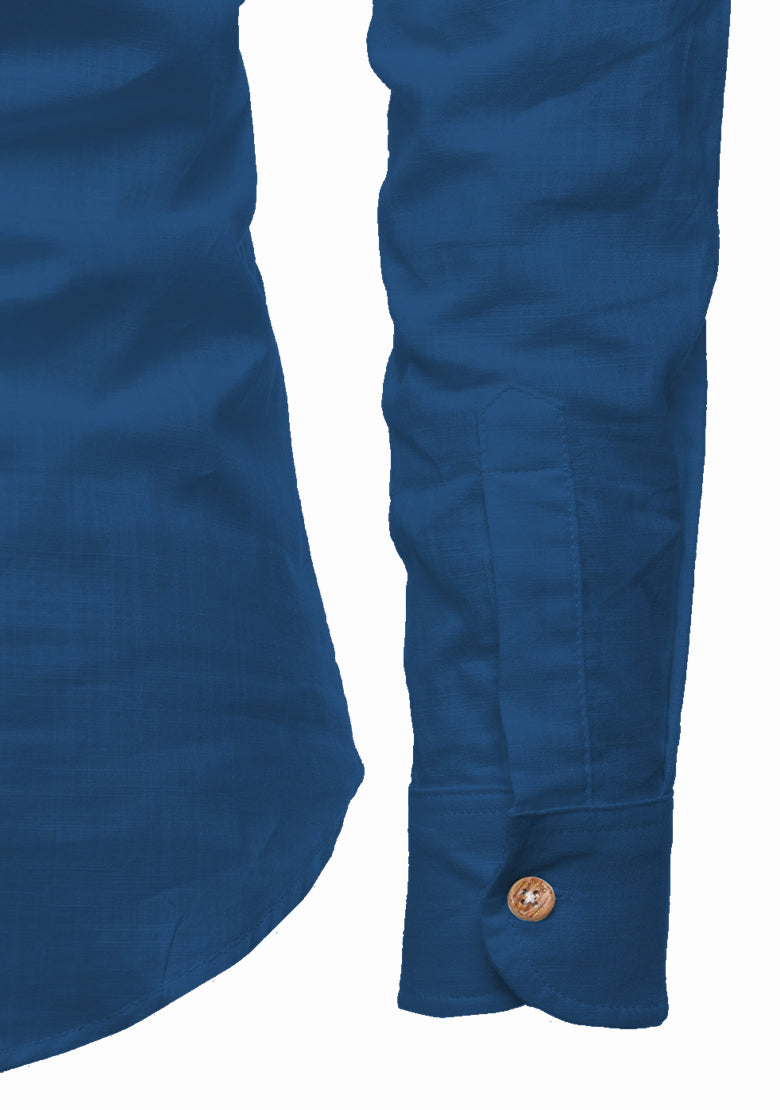BLUE ROBED men's Casual Slim Fit Full Sleeve Kurta in Royal view 85