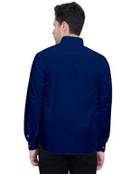 BLUE ROBED men's Casual Slim Fit Full Sleeve Double Pocket Cotton Kurta in Royal view 44