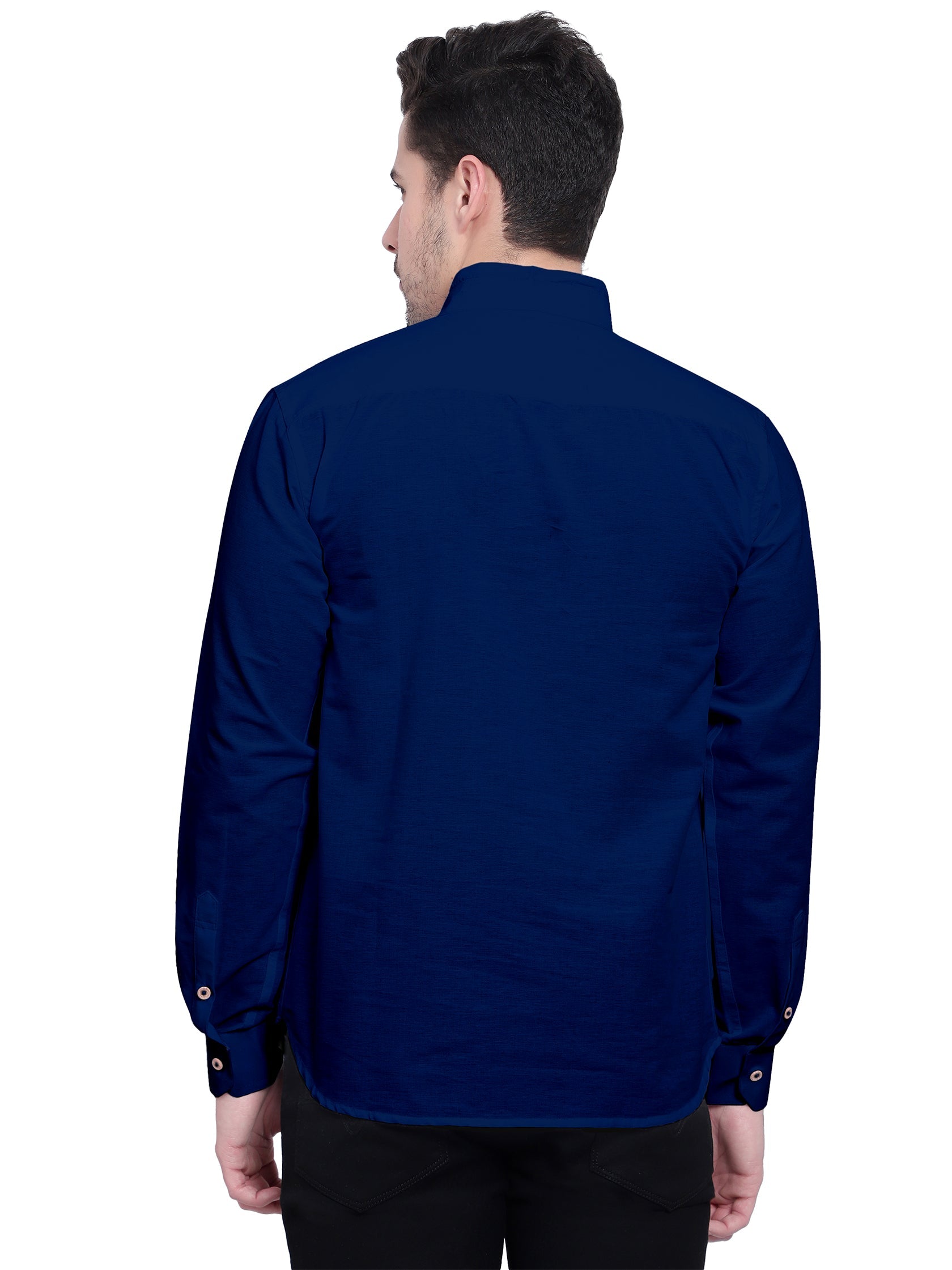 BLUE ROBED men's Casual Slim Fit Full Sleeve Double Pocket Cotton Kurta in Royal view 44