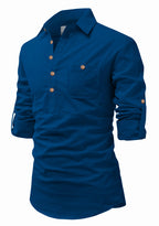 BLUE ROBED men's Full Sleeve Casual Cotton Kurta in Royal view 73