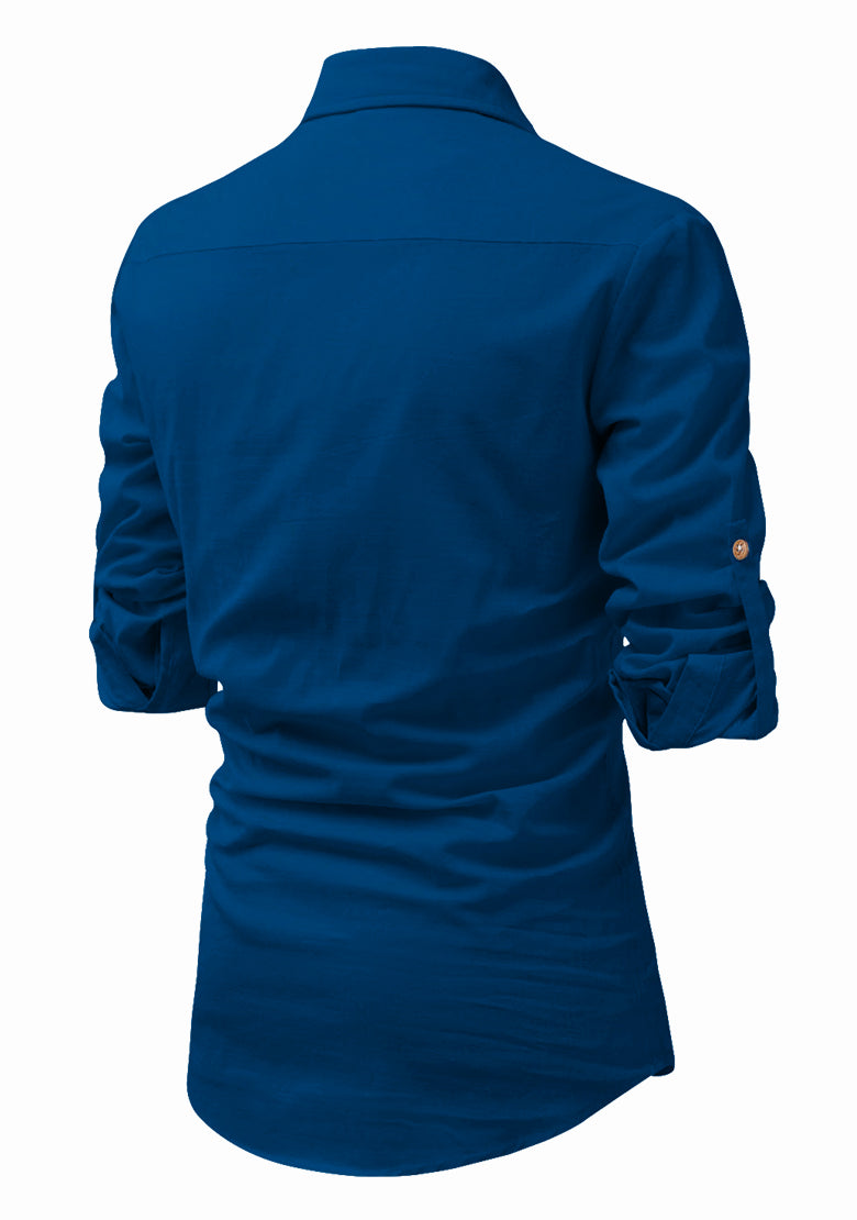 BLUE ROBED men's Full Sleeve Casual Cotton Kurta in Royal view 74