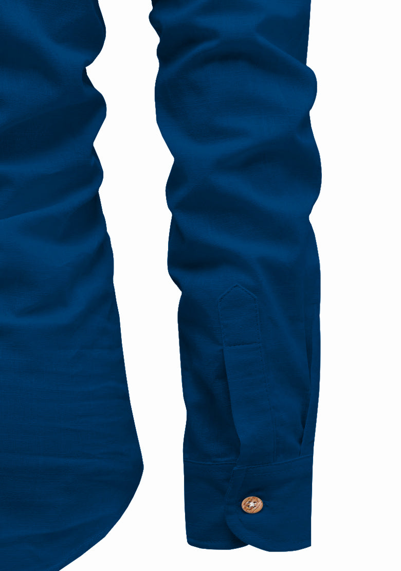 BLUE ROBED men's Full Sleeve Casual Cotton Kurta in Royal view 80