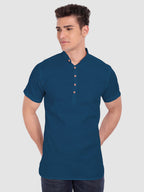 BLUE ROBED men's Half Sleeve Casual Cotton Kurta Daily Wear in Royal Blue view 72