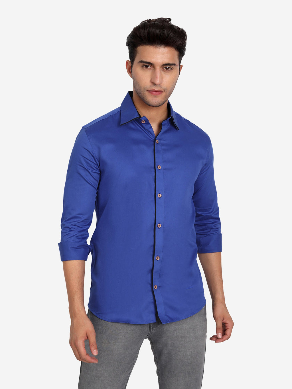 Men's Casual Full Sleeve XMan Shirt in White by BLUE ROBED, fabric detail