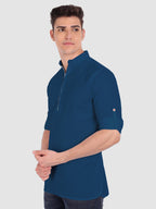 BLUE ROBED men's Casual ZIP Style Full Sleeve Cotton Kurta in Royal Blue view 57