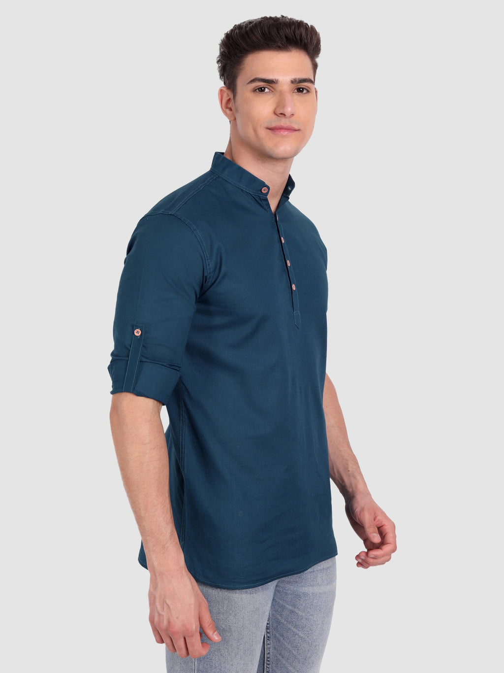 BLUE ROBED men's Casual Slim Fit Full Sleeve Cotton Kurta in Royal Blue view 69