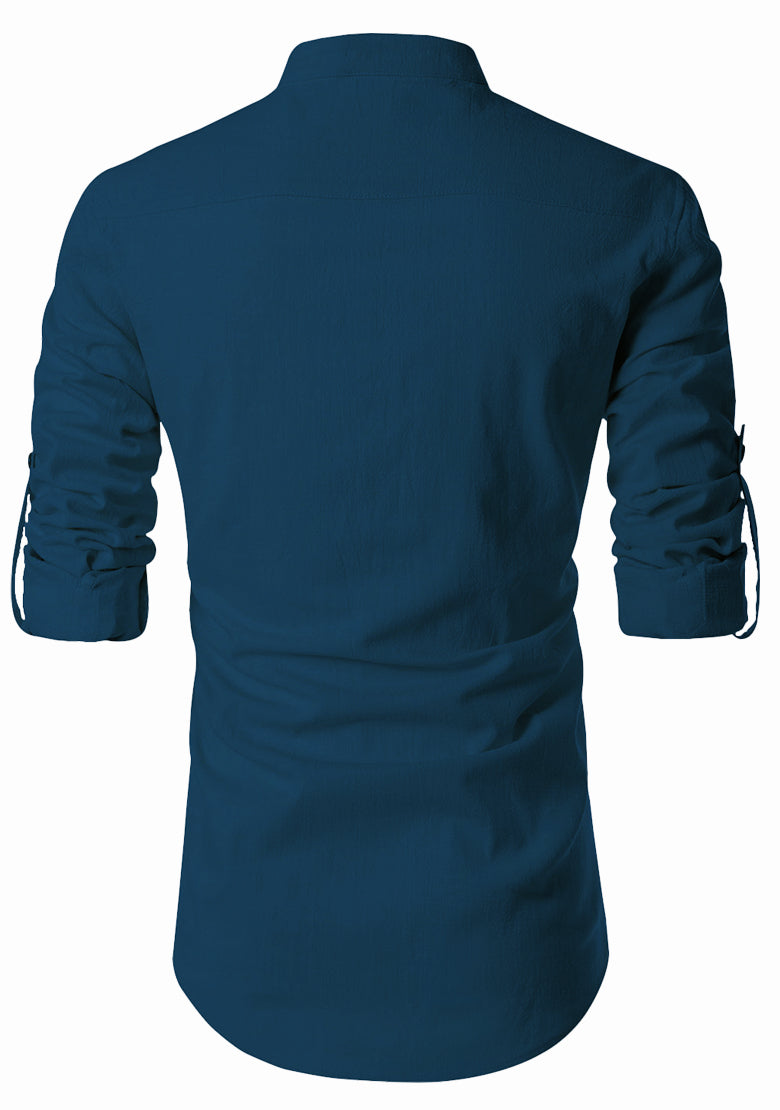 BLUE ROBED men's Casual ZIP Style Full Sleeve Kurta in Royal Blue view 66