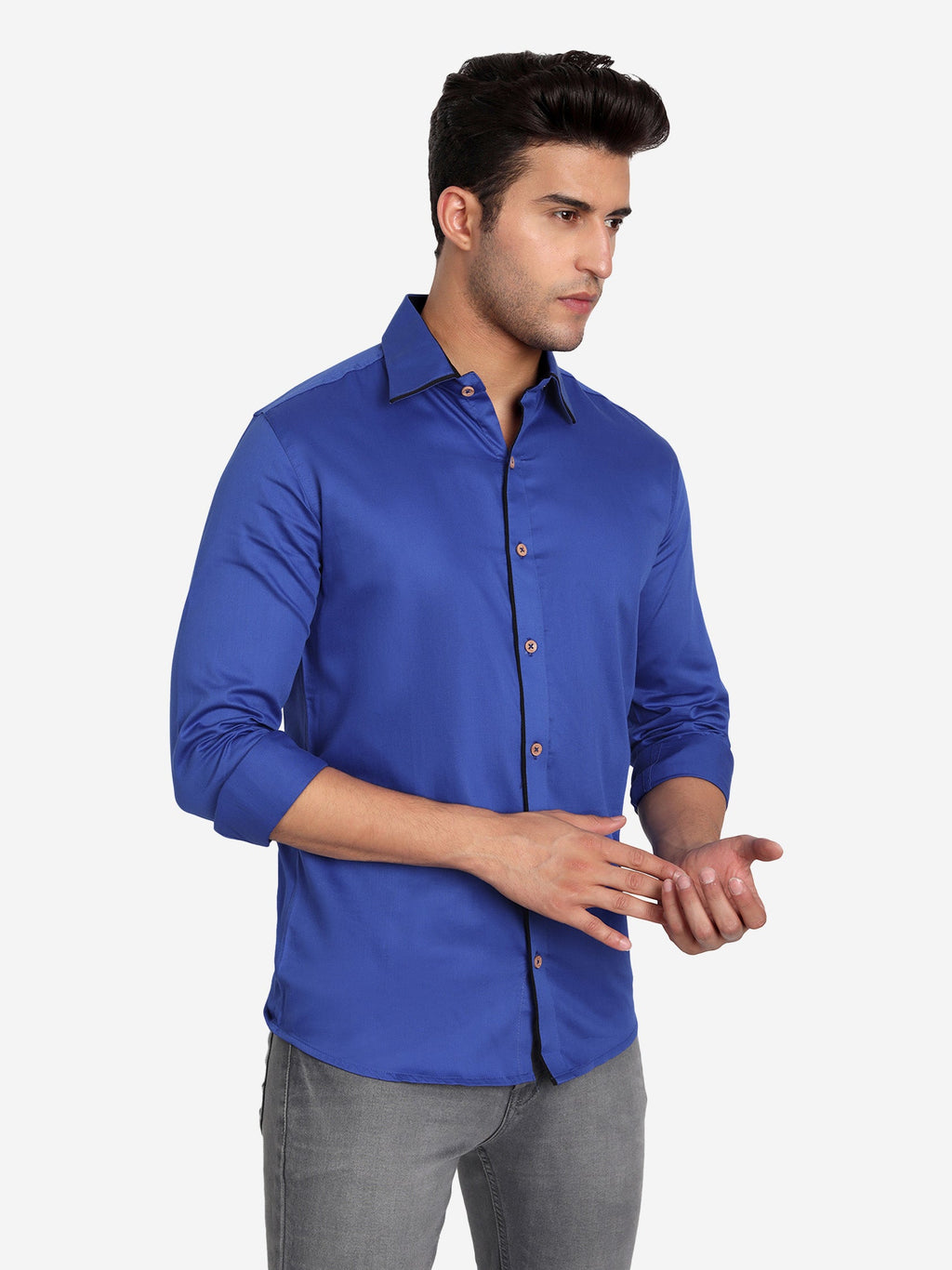 Men's Casual Full Sleeve XMan Shirt in White by BLUE ROBED, front view