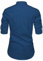 BLUE ROBED men's Casual Slim Fit Full Sleeve Pocket Contrast Kurta in Royal Blue view 58