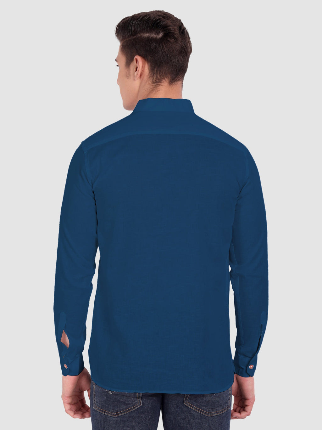 BLUE ROBED men's Casual ZIP Style Full Sleeve Cotton Kurta in Royal Blue view 58