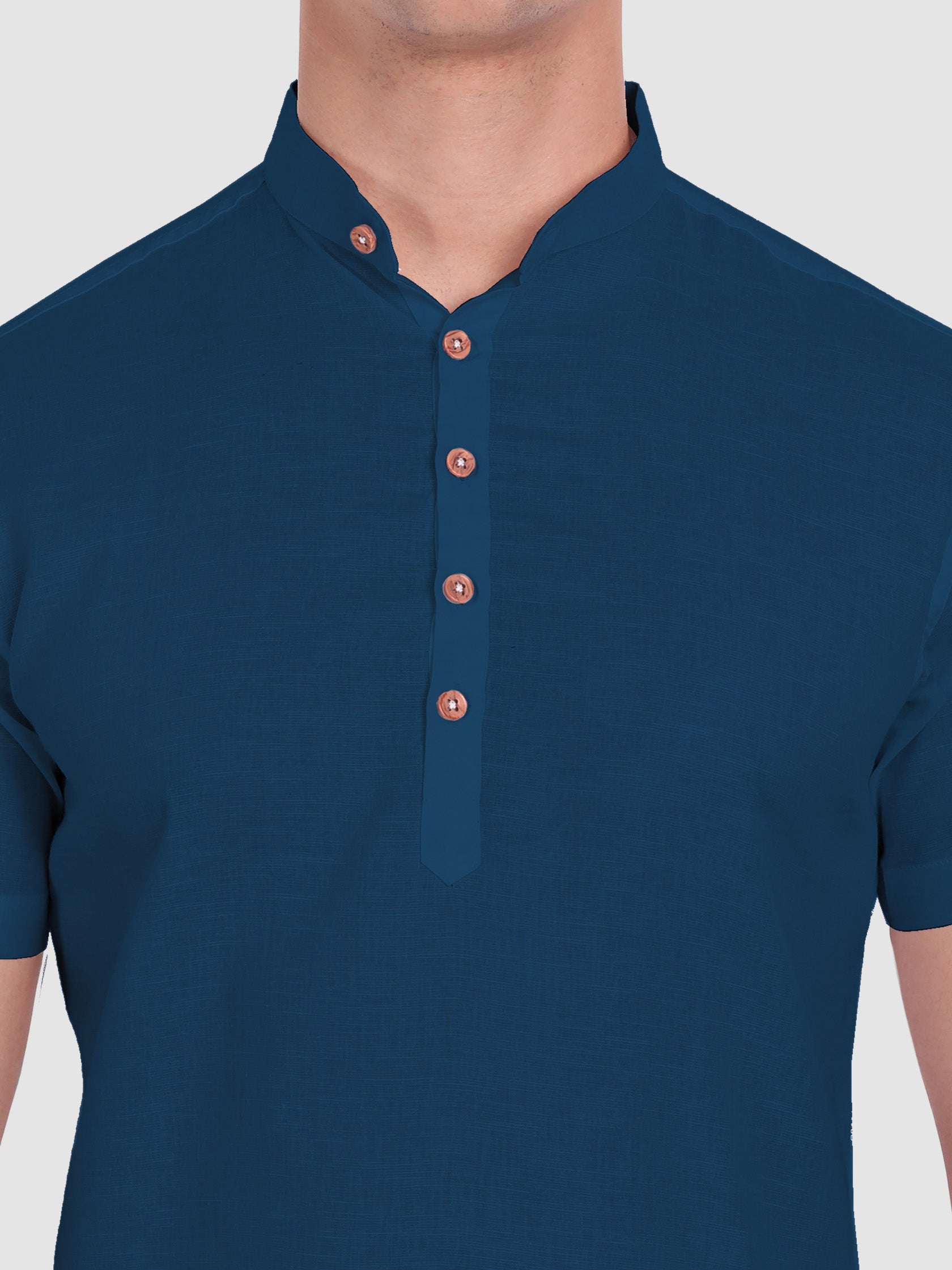 BLUE ROBED men's Half Sleeve Casual Cotton Kurta Daily Wear in Royal Blue view 74