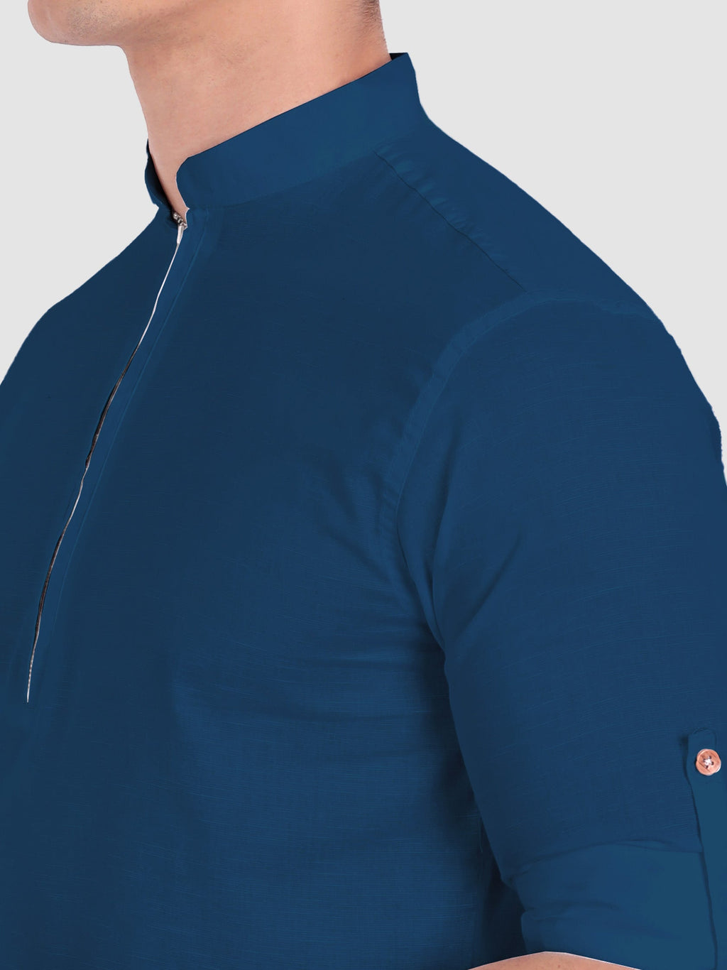 BLUE ROBED men's Casual ZIP Style Full Sleeve Cotton Kurta in Royal Blue view 59