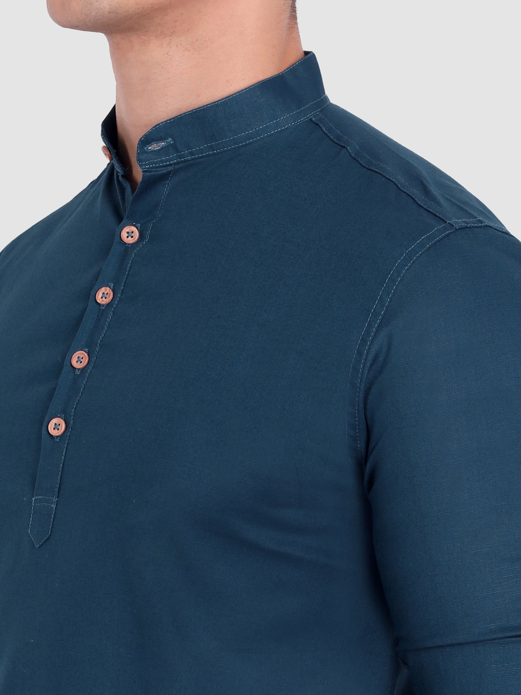 BLUE ROBED men's Casual Slim Fit Full Sleeve Cotton Kurta in Royal Blue view 71