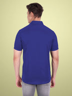 Men's Casual Half Sleeve Silver Button Shirt in Black by BLUE ROBED, detail view