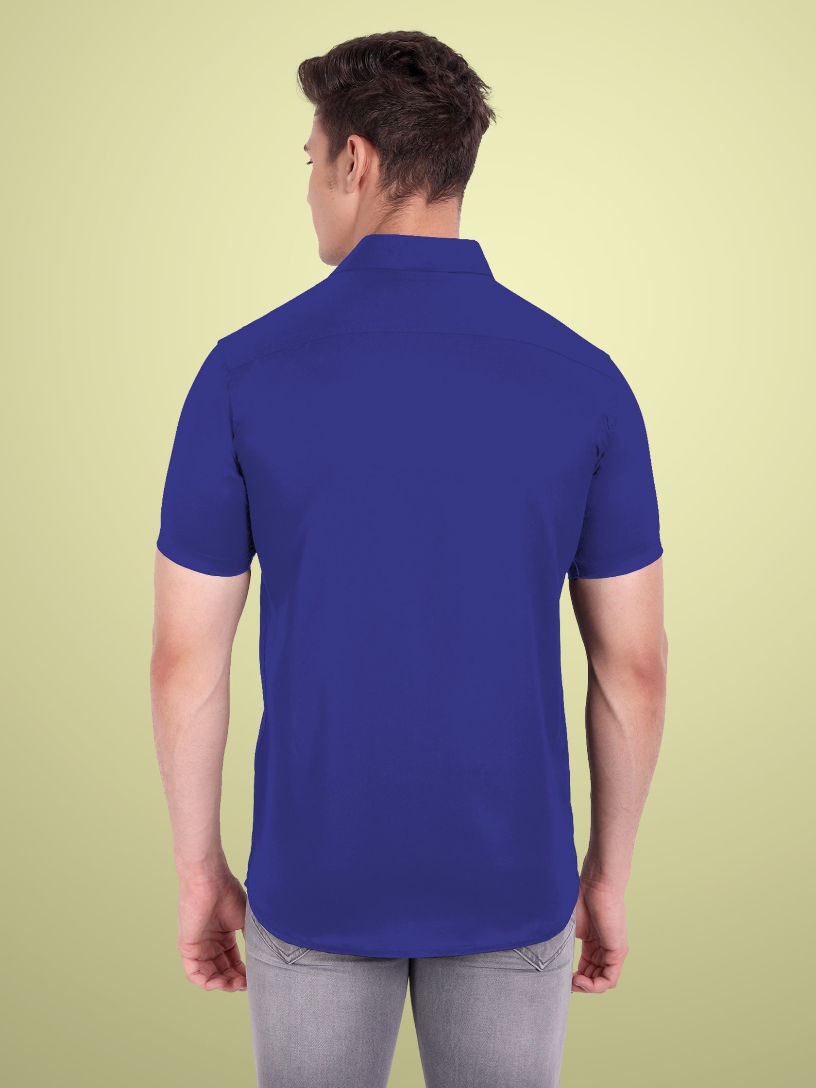 Men's Casual Half Sleeve Silver Button Shirt in Black by BLUE ROBED, detail view