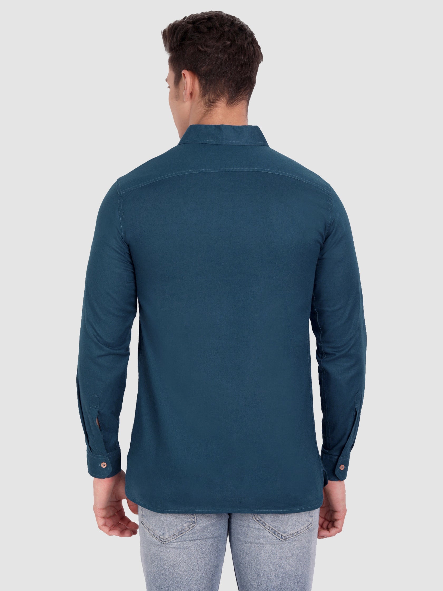 BLUE ROBED men's Full Sleeve Casual Cotton Kurta in Royal Blue view 55
