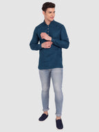 BLUE ROBED men's Casual Slim Fit Full Sleeve Cotton Kurta in Royal Blue view 72