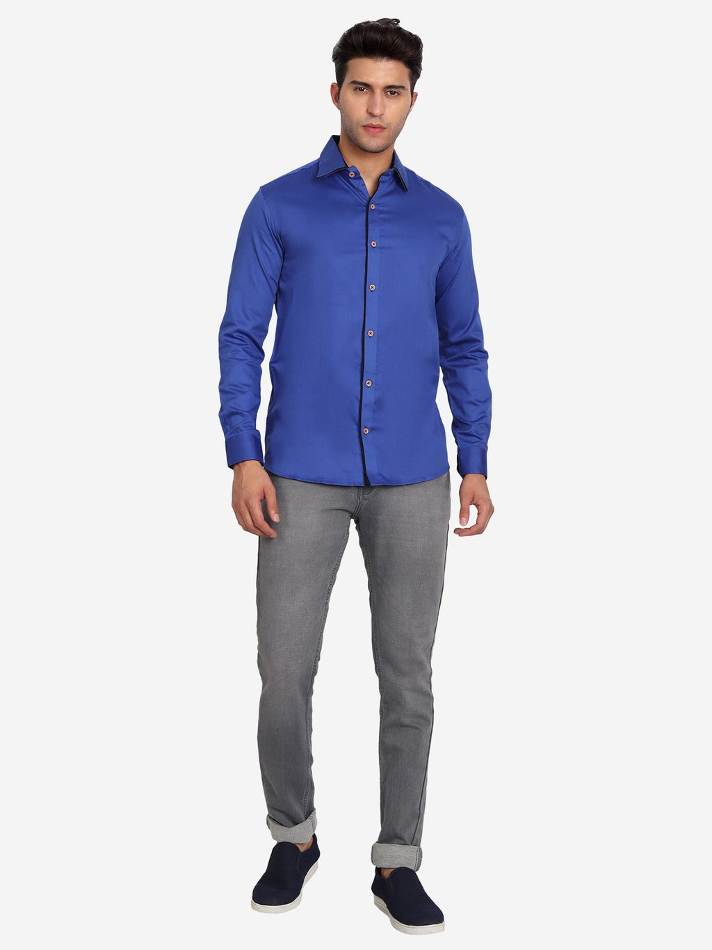 Men's Casual Full Sleeve XMan Shirt in White by BLUE ROBED, detail view