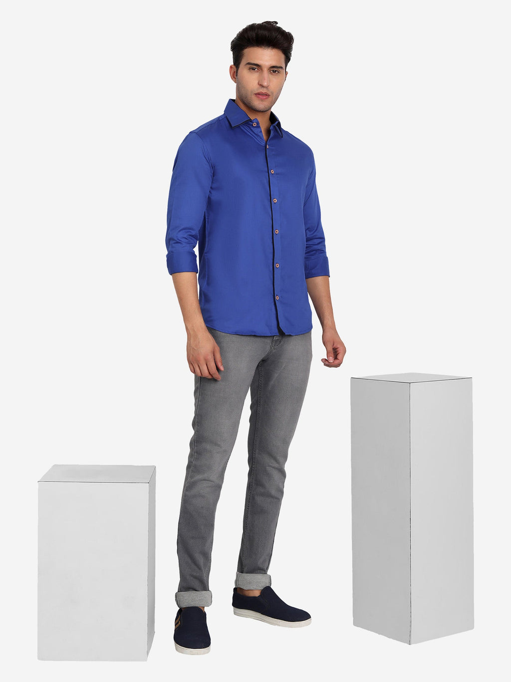 Men's Casual Full Sleeve XMan Shirt in White by BLUE ROBED, style view