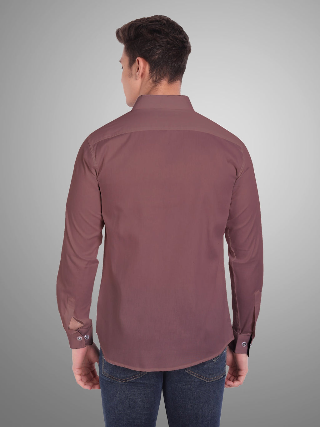 Men's Casual Full Sleeve Silver Button Shirt in White by BLUE ROBED, side view
