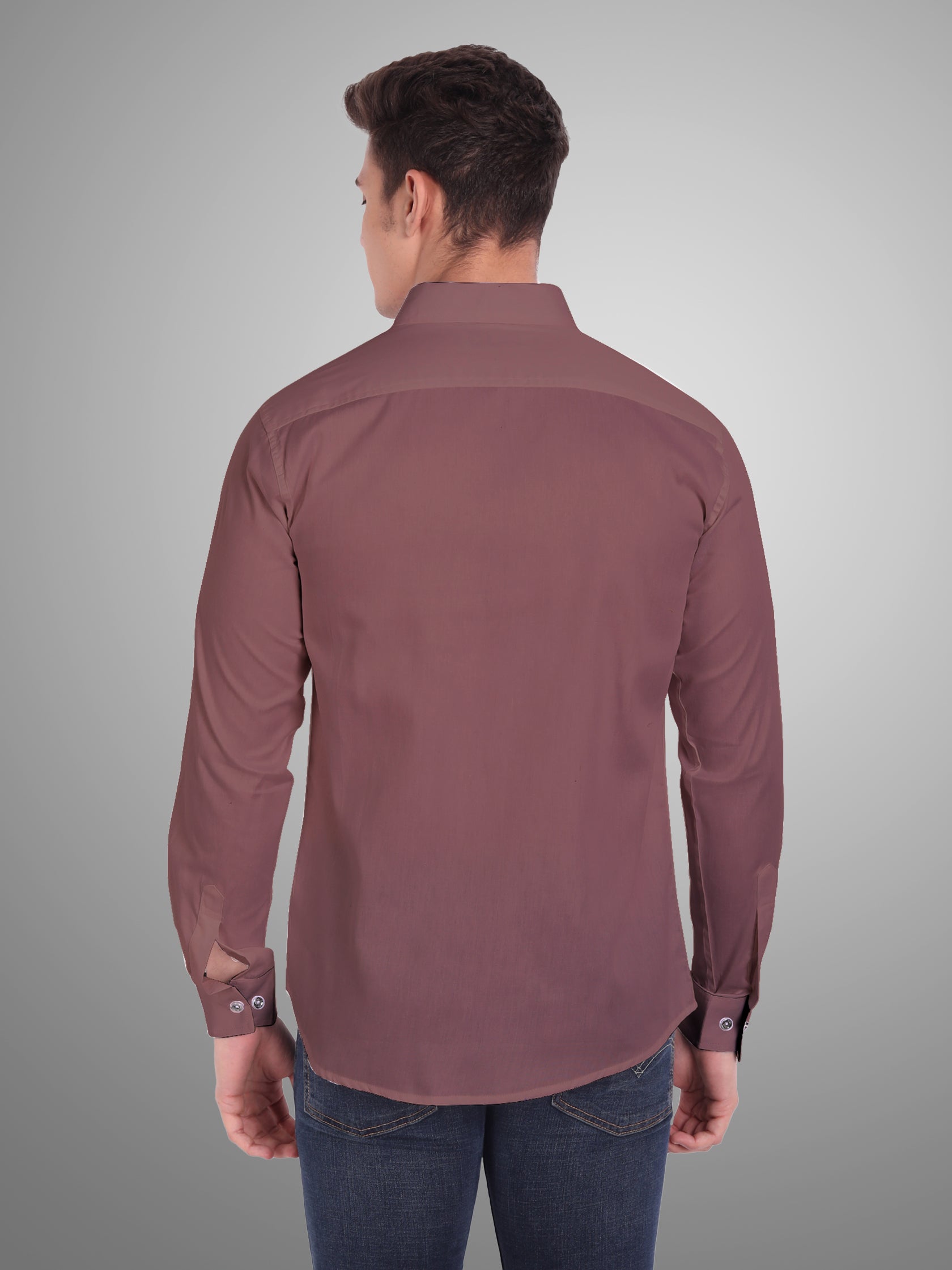 Men's Casual Full Sleeve Silver Button Shirt in White by BLUE ROBED, side view