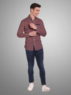 Men's Casual Full Sleeve Silver Button Shirt in White by BLUE ROBED, detail view