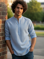 BLUE ROBED Full Sleeve Kurta for men Daily Wear in Sky Blue view 14